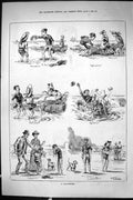 Old Sporting Dramatic News 1885 Catastrophe Children Playing Beach Se Victorian