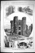 Old Sporting Dramatic News 1885 Cowdray House Midhurst Sussex Gateway Victorian