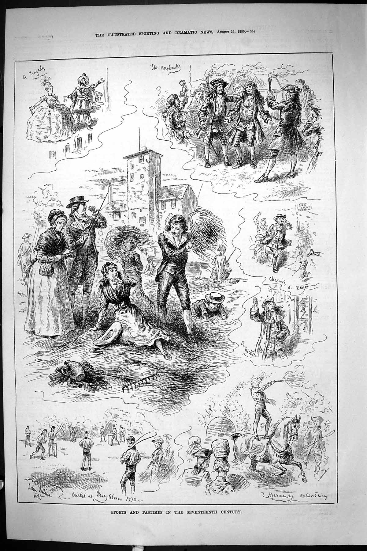 Old Sporting Dramatic News 1885 Sport Pastimes Seventeenth Century Cr Victorian