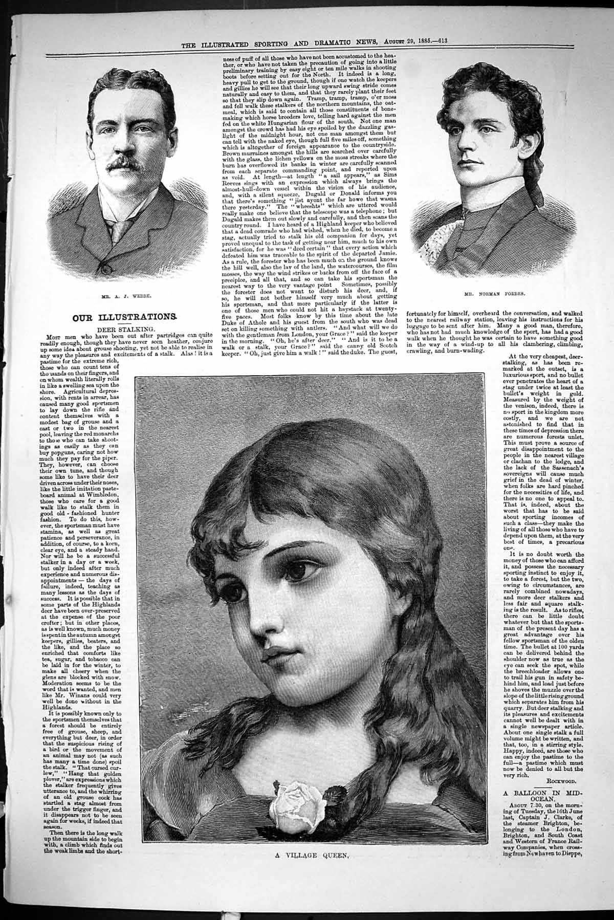 Old Sporting Dramatic News 1885 Webbe Norman Forbes Village Queen Gir Victorian