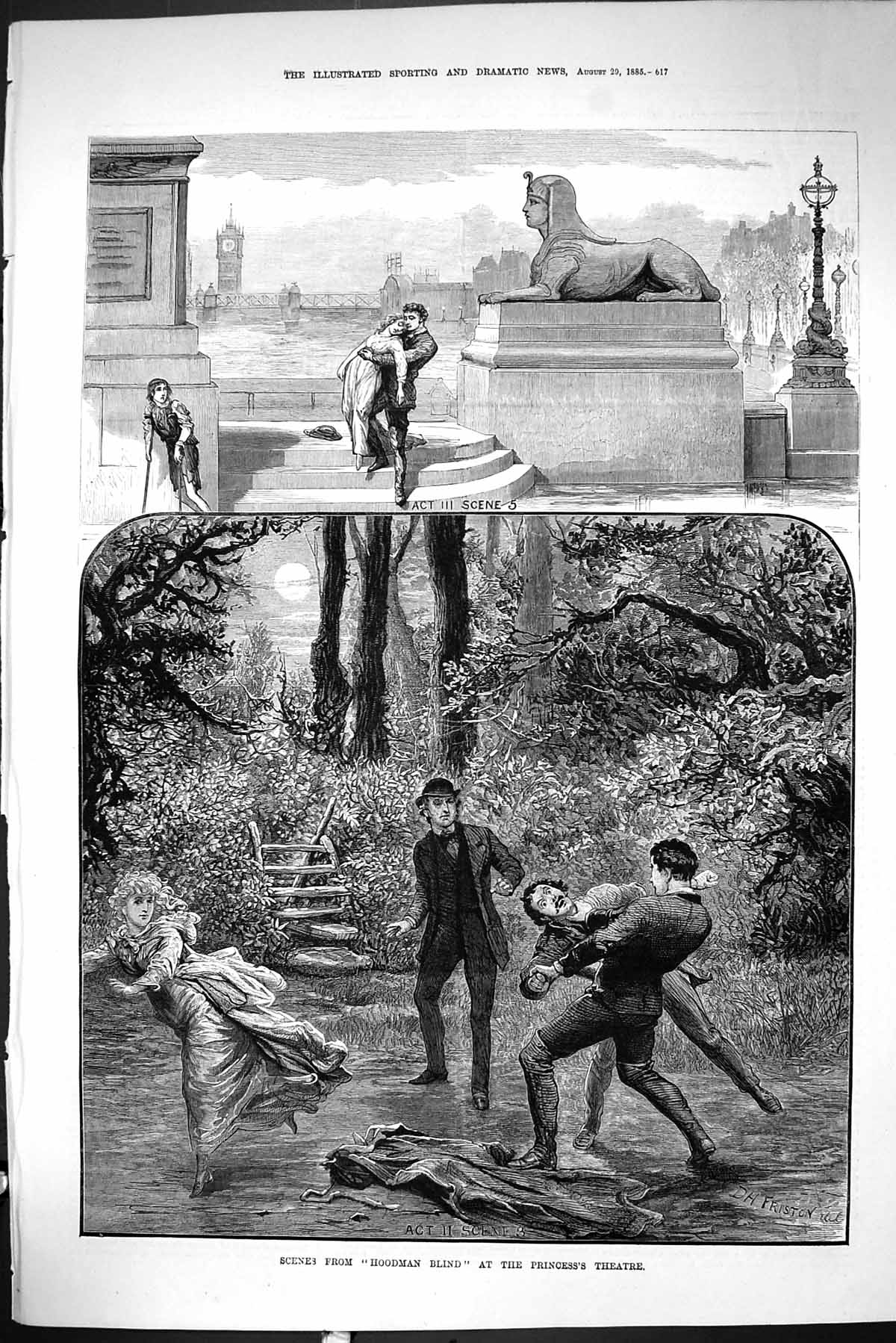 Old Sporting Dramatic News 1885 Scenes Hoodman Blind Princess'S Theat Victorian
