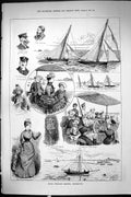 Old 1885 Royal Dockyard Regatta Portsmouth Ship Speedy Sutton Cheane Victorian