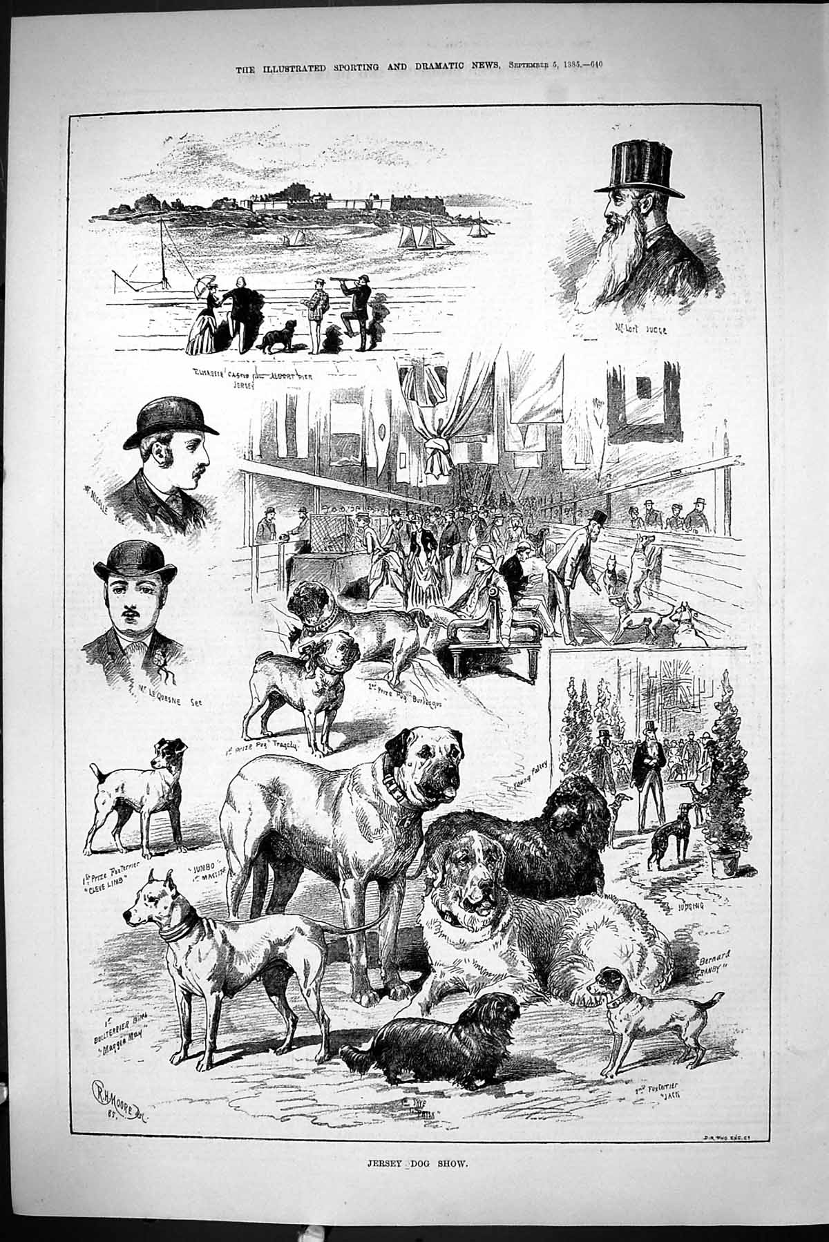 Old Sporting Dramatic News 1885 Jersey Dog Show Judge Nicolle Fox Ter Victorian