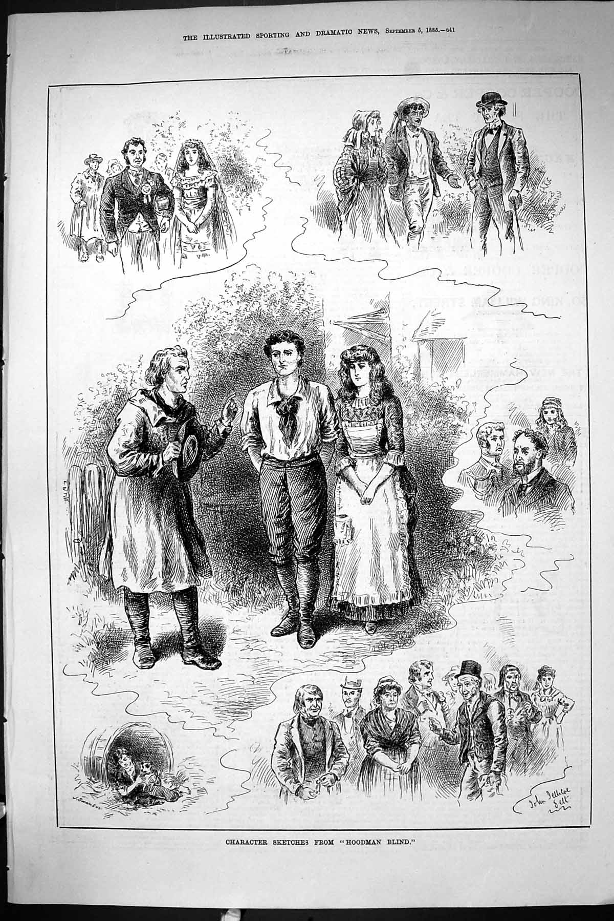 Old Sporting Dramatic News 1885 Character Sketches Hoodman Blind Thea Victorian