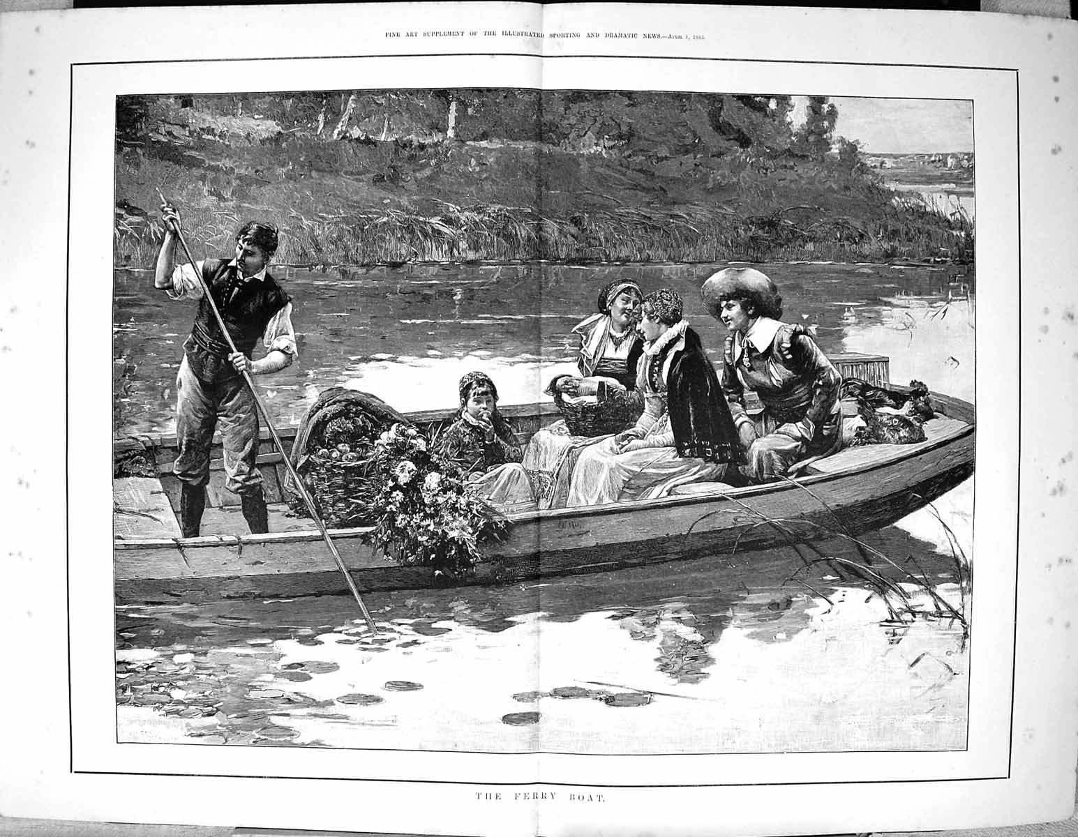 Old Sporting Dramatic News 1885 Ferry Boat River Transport Fine ArtVictorian