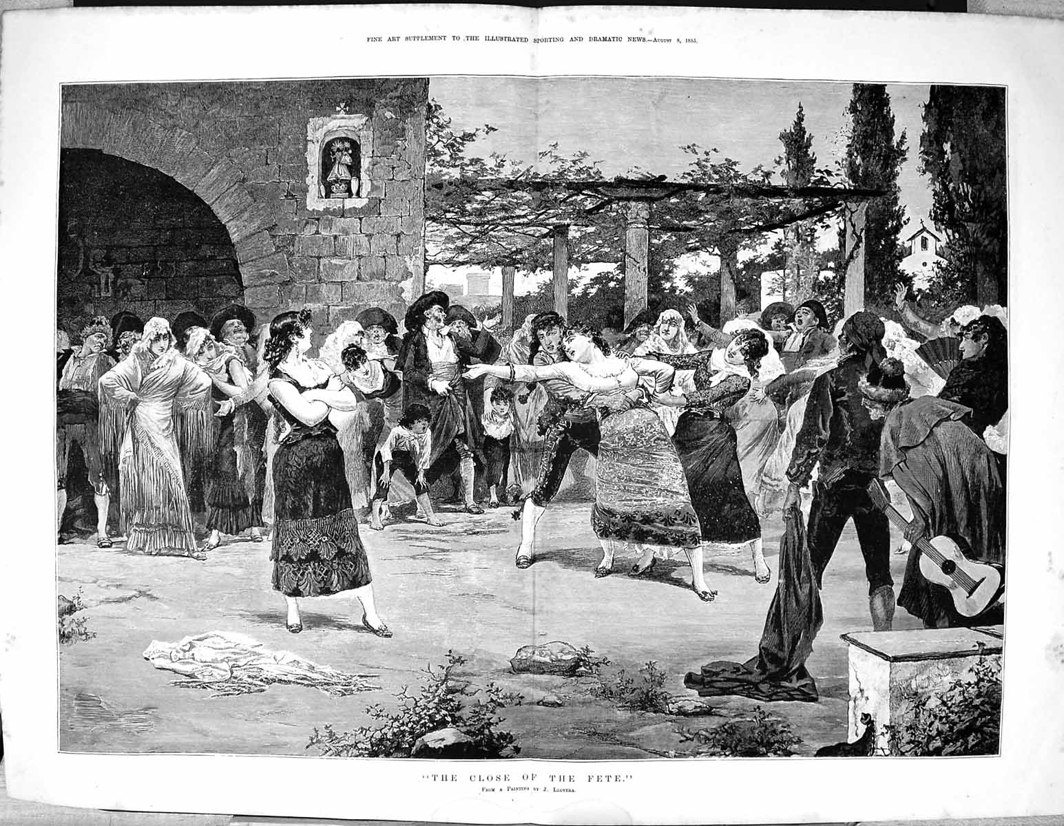 Old Sporting Dramatic News 1885 Scene Close Fete Music Romance Llover 19th