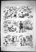 Old Sporting Dramatic News 1885 Fox Cub Hunting Sport Hounds Dogs Spo Victorian