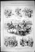 Old Sporting Dramatic News 1885 Scarborough Sands Horse Carriage Spa Victorian