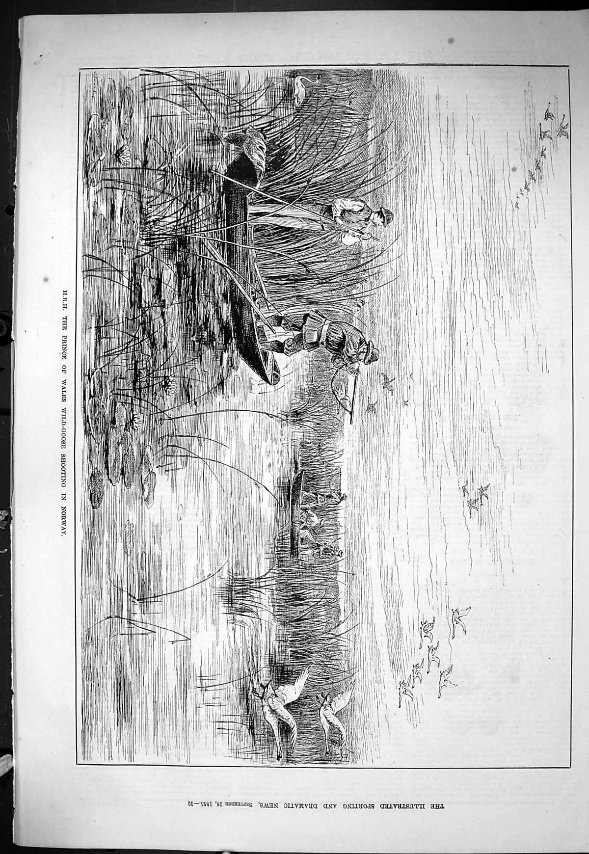 Old Sporting Dramatic News 1885 H.R.H. Prince Wales Wild Goose Shooti Victorian