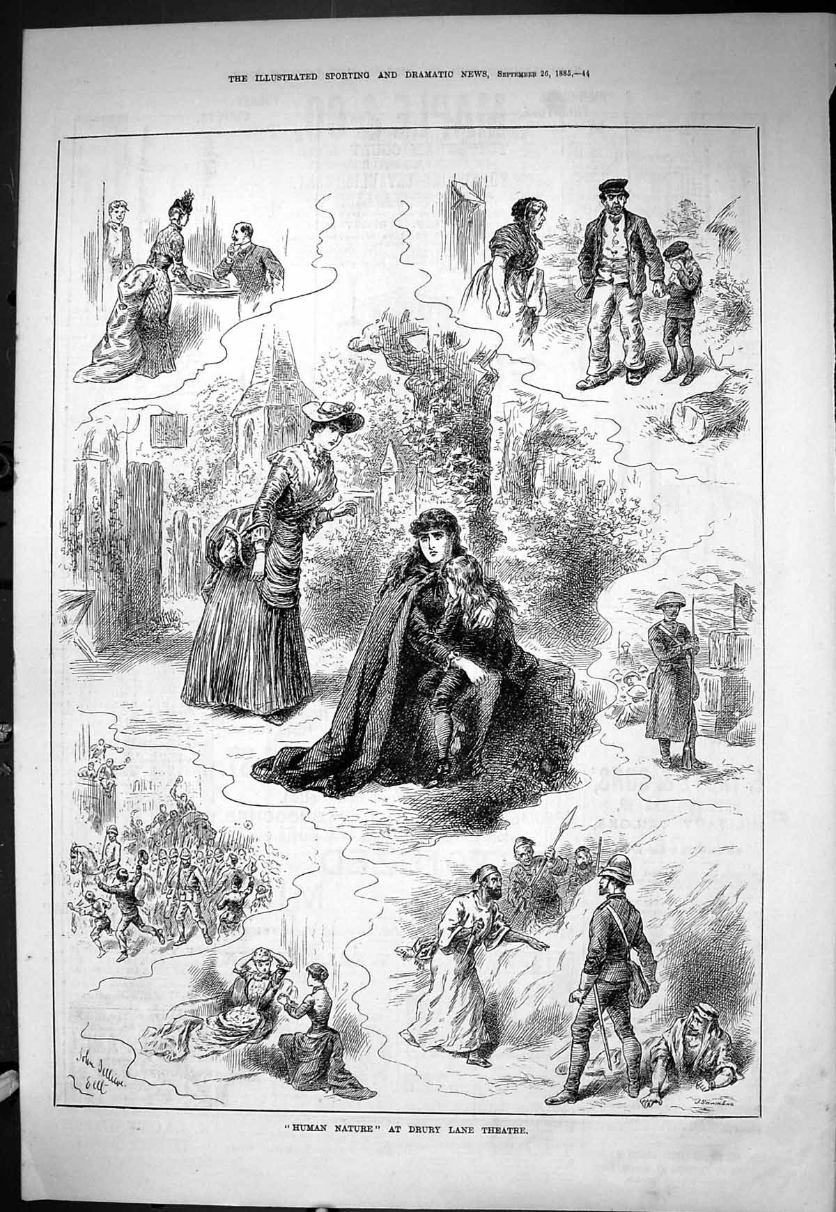 Old Sporting Dramatic News 1885 Human Nature Drury Lane Theatre Actor Victorian
