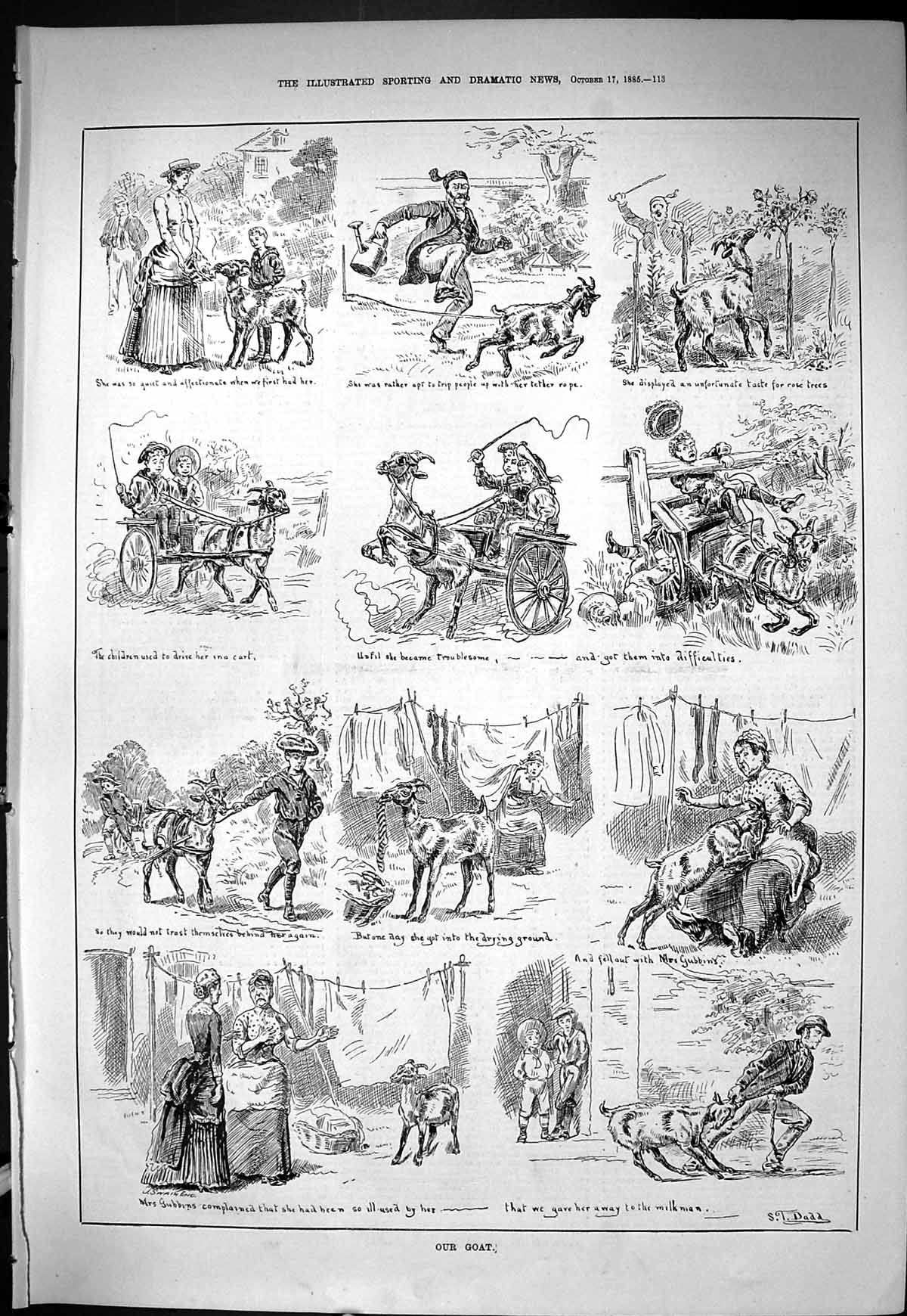 Old Sporting Dramatic News 1885 Our Goat Cart Gubbins Comedy Sketches Victorian
