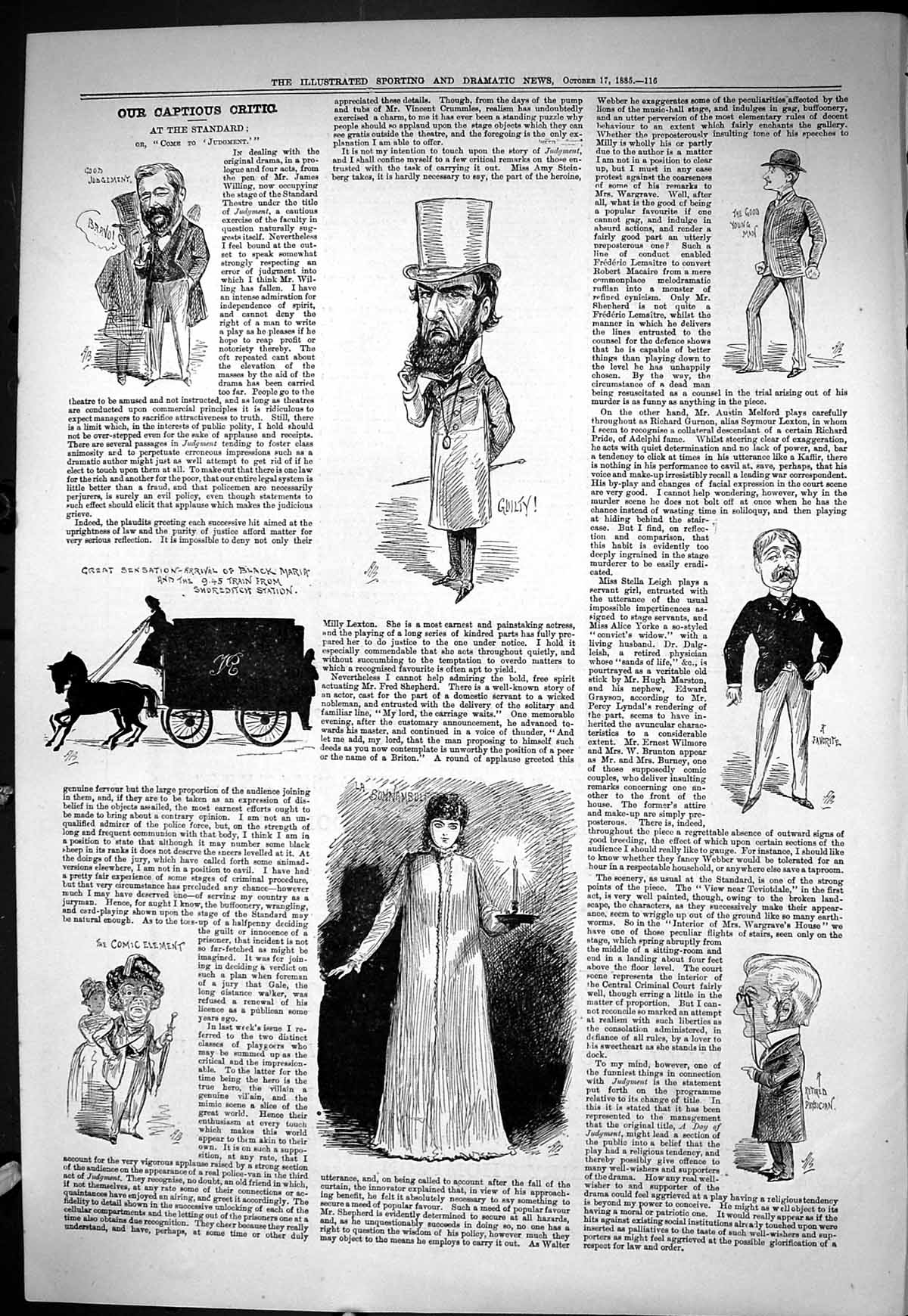 Old Sporting Dramatic News 1885 Captious Critic Standard Theatre Phys Victorian
