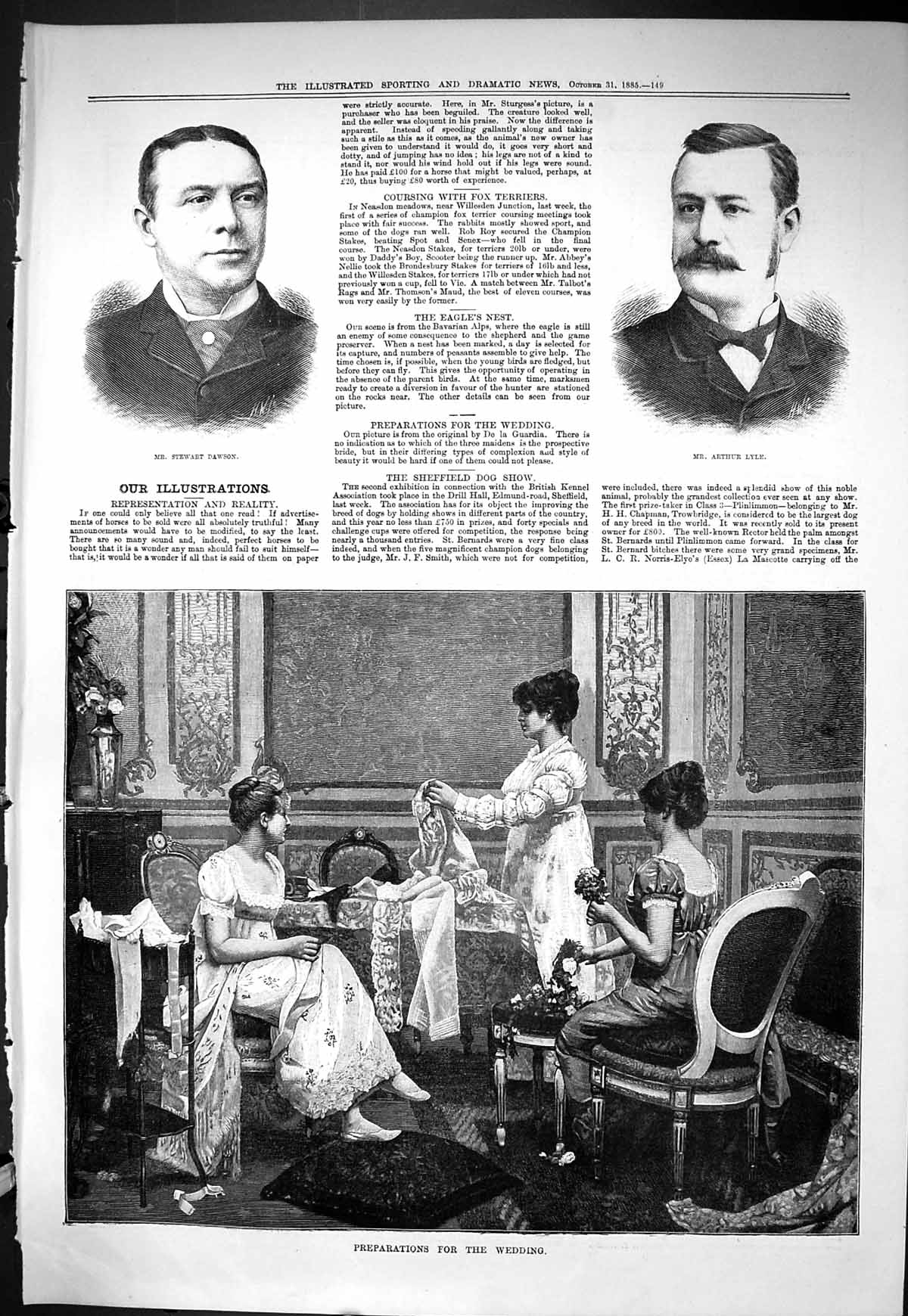 Old Sporting Dramatic News 1885 Stewart Dawson Arthur Lyle Wedding Pr Victorian