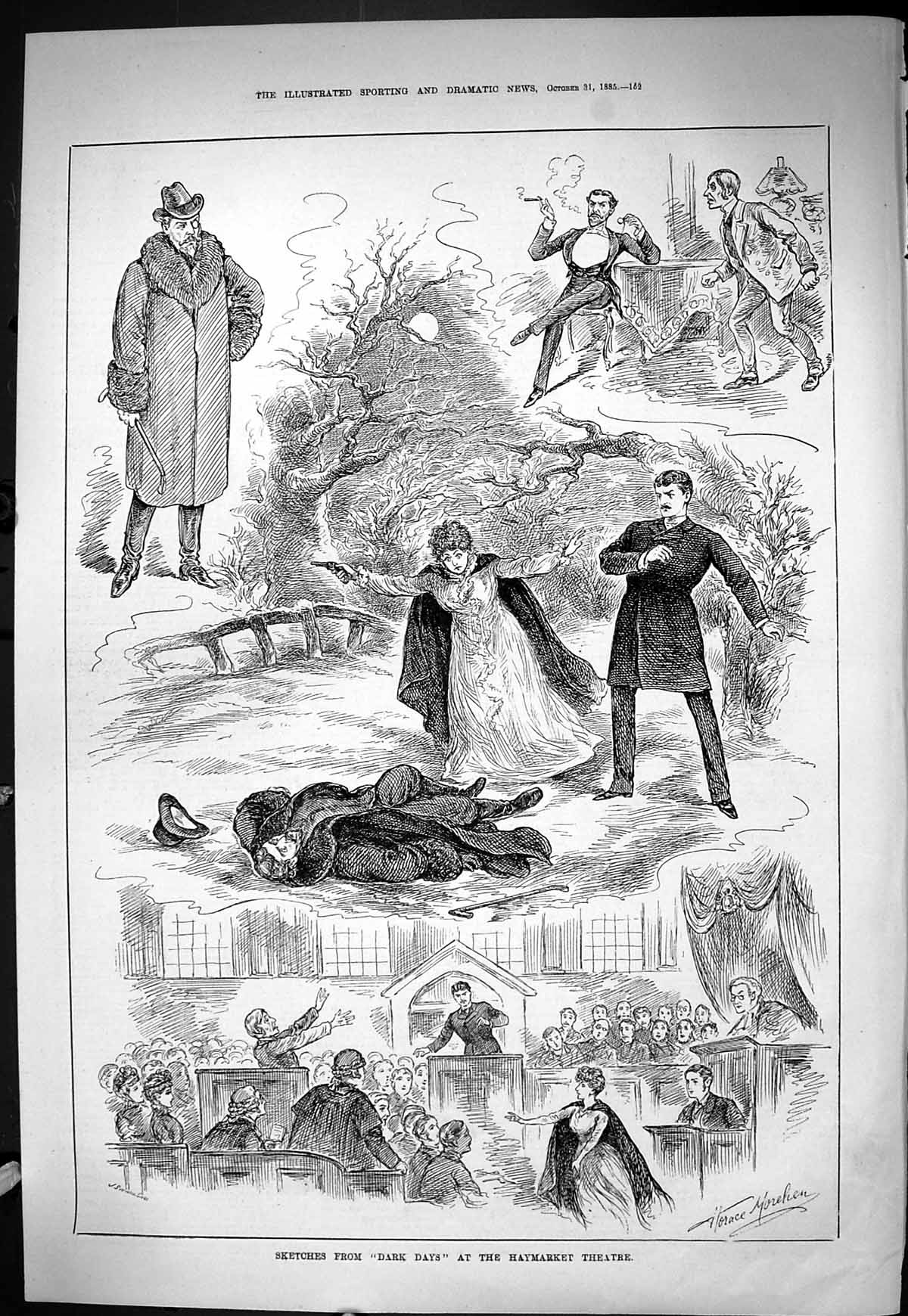 Old Sporting Dramatic News 1885 Dark Days Haymarket Theatre Actors Sc Victorian
