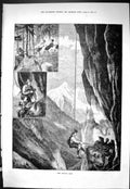Old Sporting Dramatic News 1885 Eagle'S Nest Mountain Climbing Birds Victorian