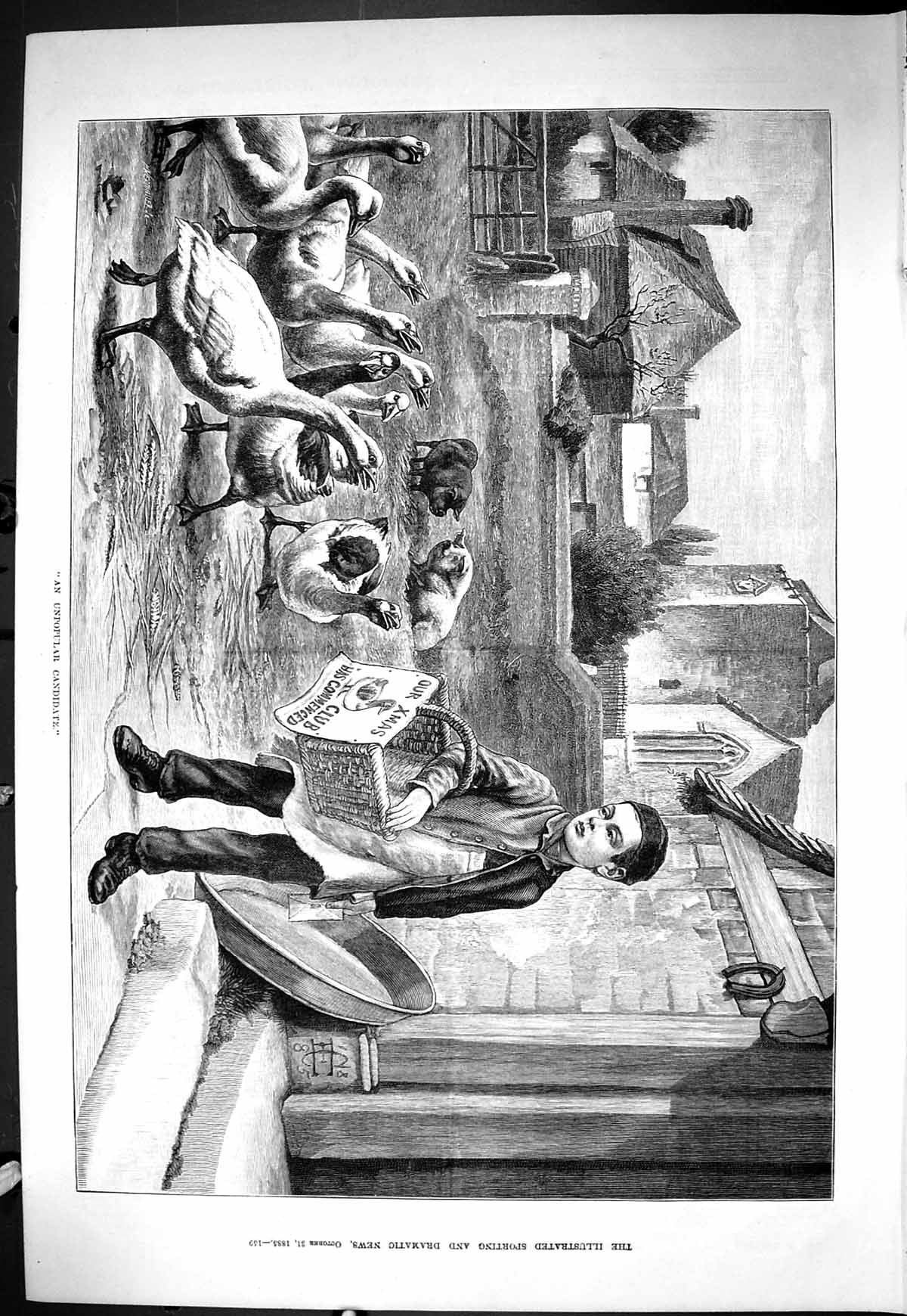 Old Sporting Dramatic News 1885 Unpopular Candidate Young Boy Christm Victorian