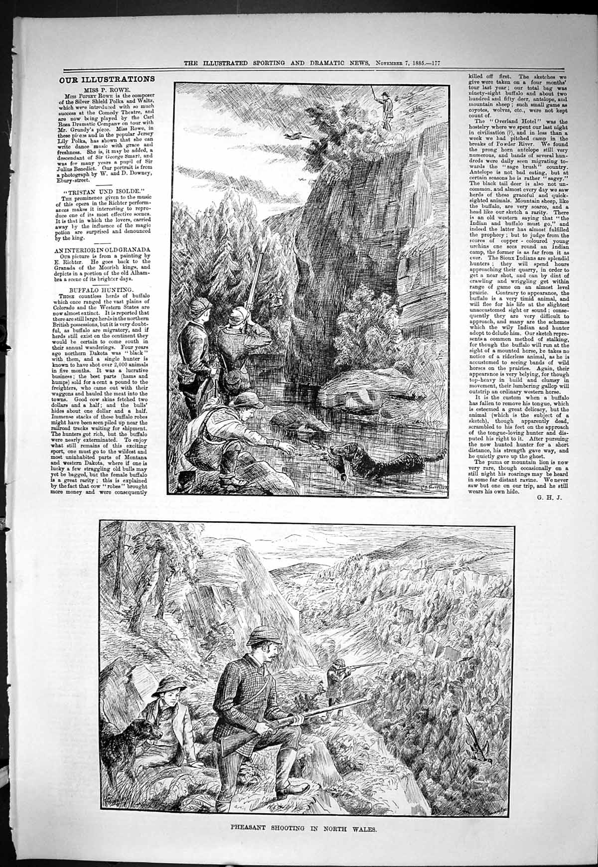 Old Sporting Dramatic News 1885 Pheasant Shooting Wales Hunting Sport Victorian