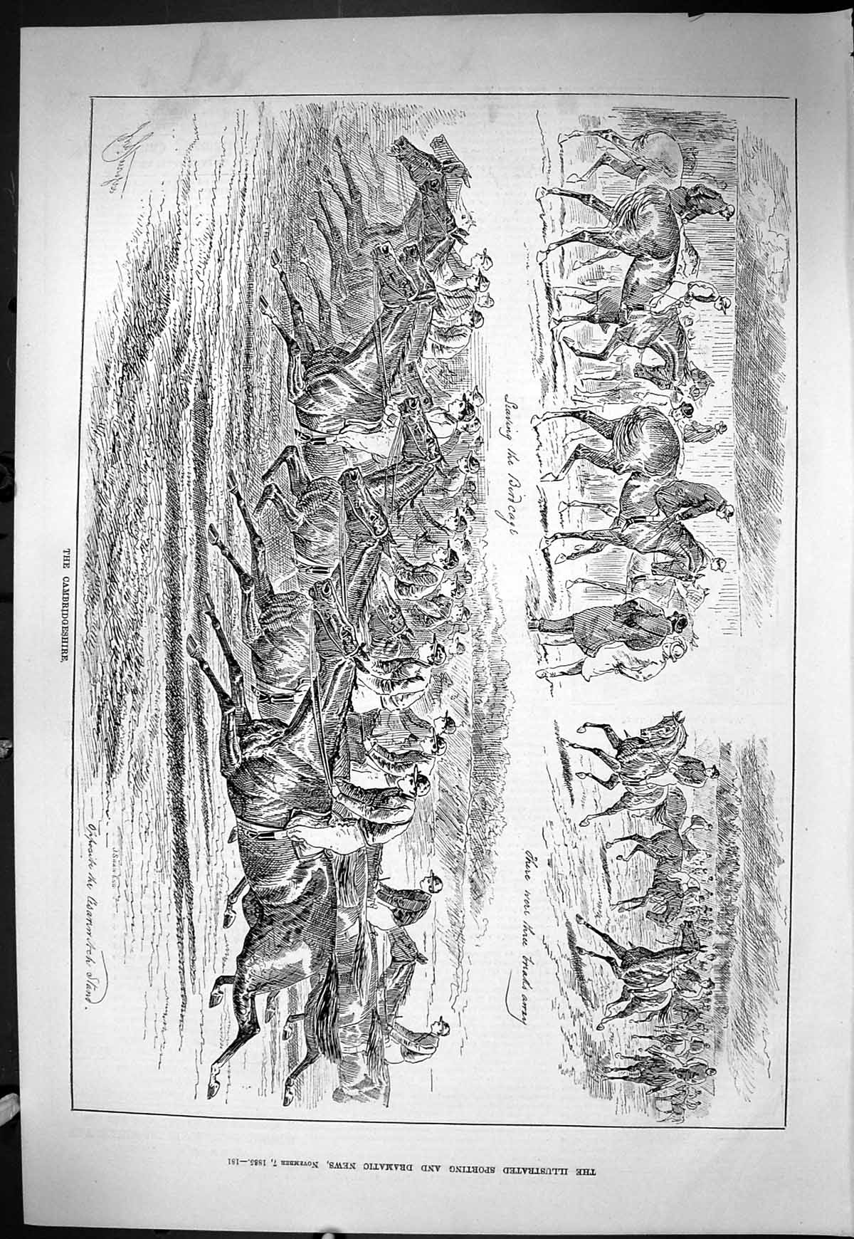 Old Sporting Dramatic News 1885 Cambridgeshire Horse Racing Sport Joc Victorian
