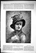 Old Antique Print Sporting Dramatic News 1885 Beautiful Lady Stage Rustic 19th
