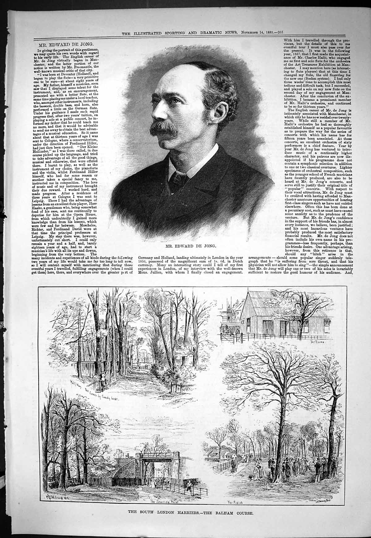 Old Sporting Dramatic News 1885 Edward De Long London Harriers Balham Victorian