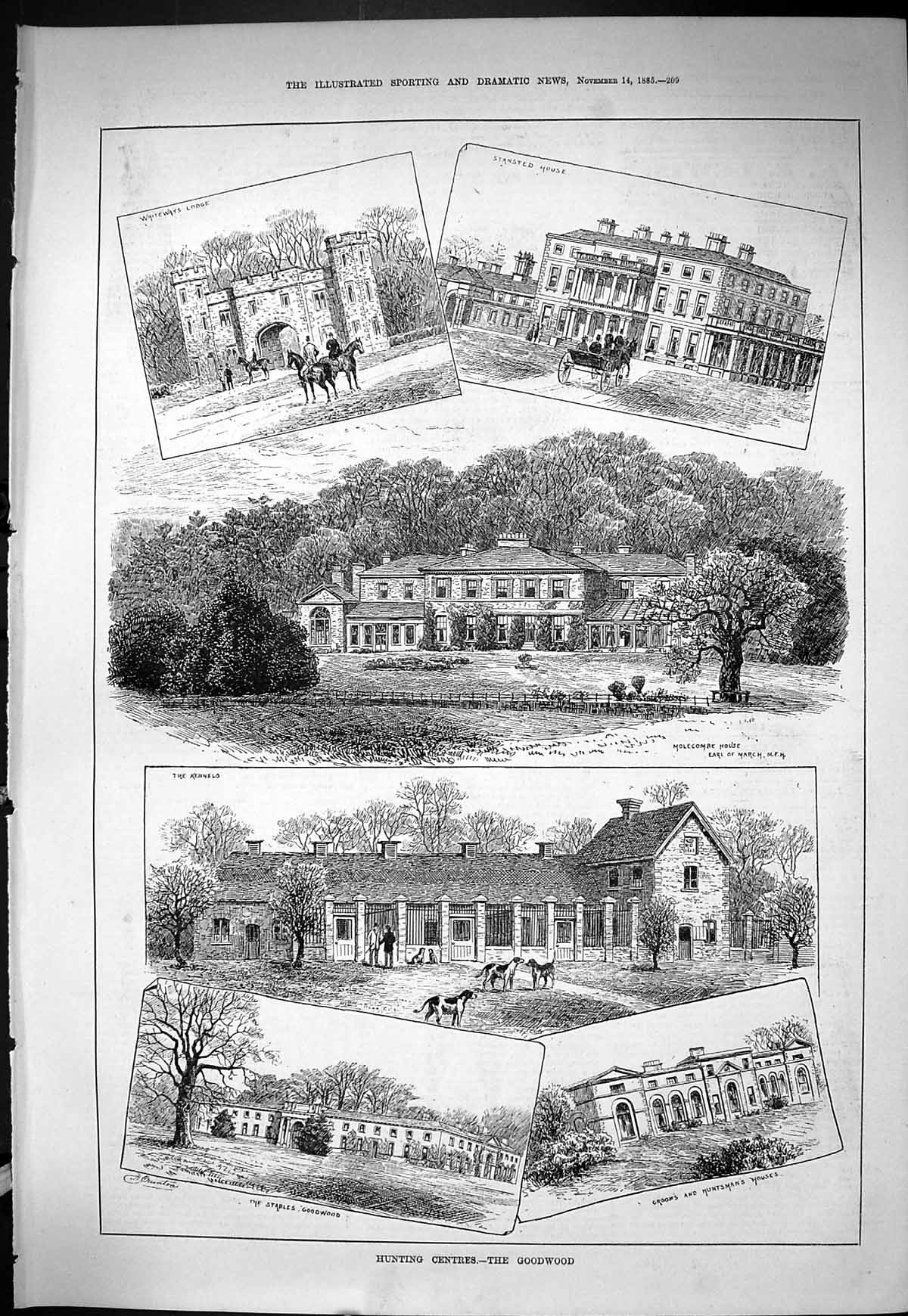 Old Sporting News 1885 Hunting Goodwoos Stables Stansted Whiteways Mo Victorian