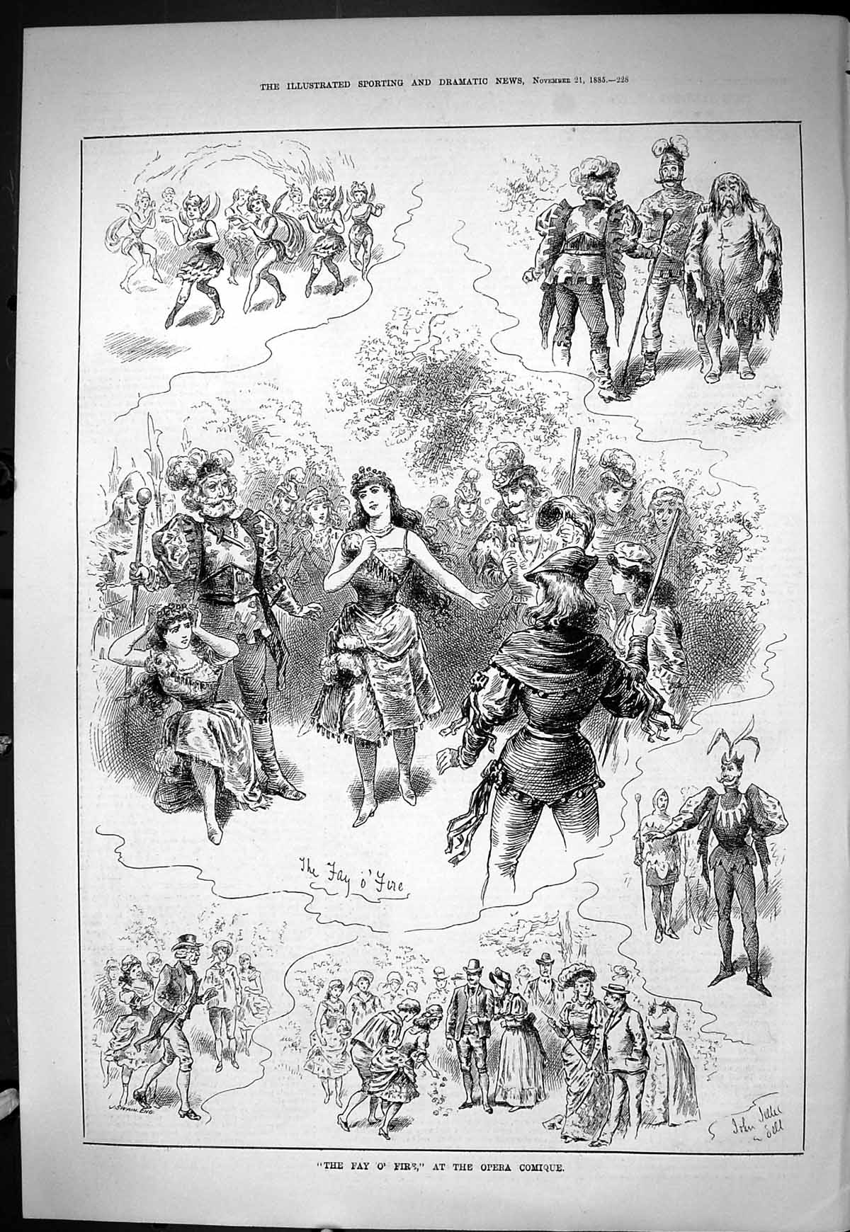 Old Sporting Dramatic News 1885 Fay Fire Opera Comique Theatre Actors Victorian