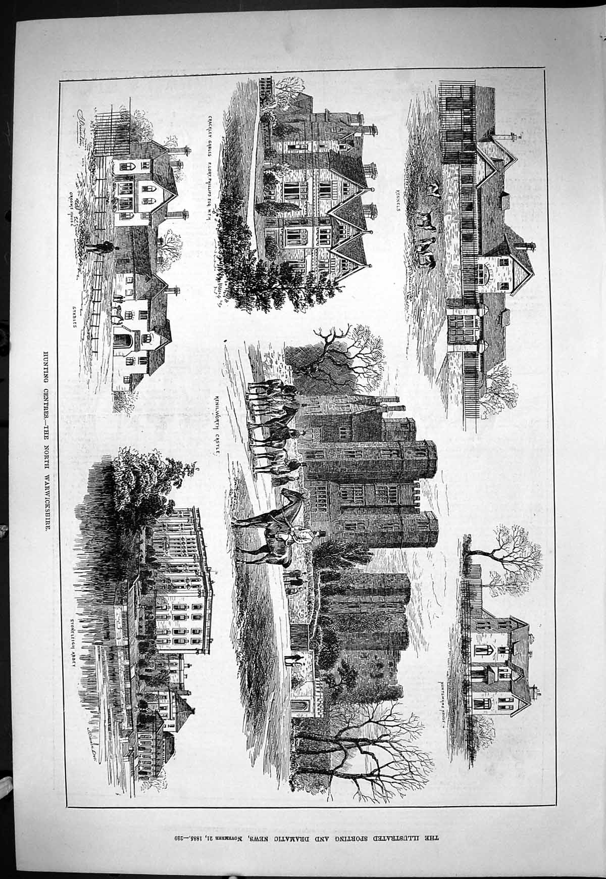 Old Sporting Dramatic News 1885 Hunting Warwickshire Crackley Stonele Victorian