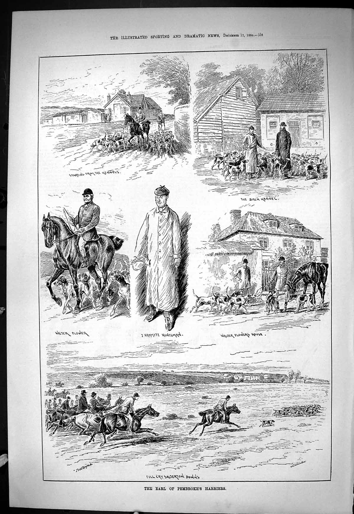 Old Sporting Dramatic News 1885 Earl Pembroke Harriers Walter Flower Victorian