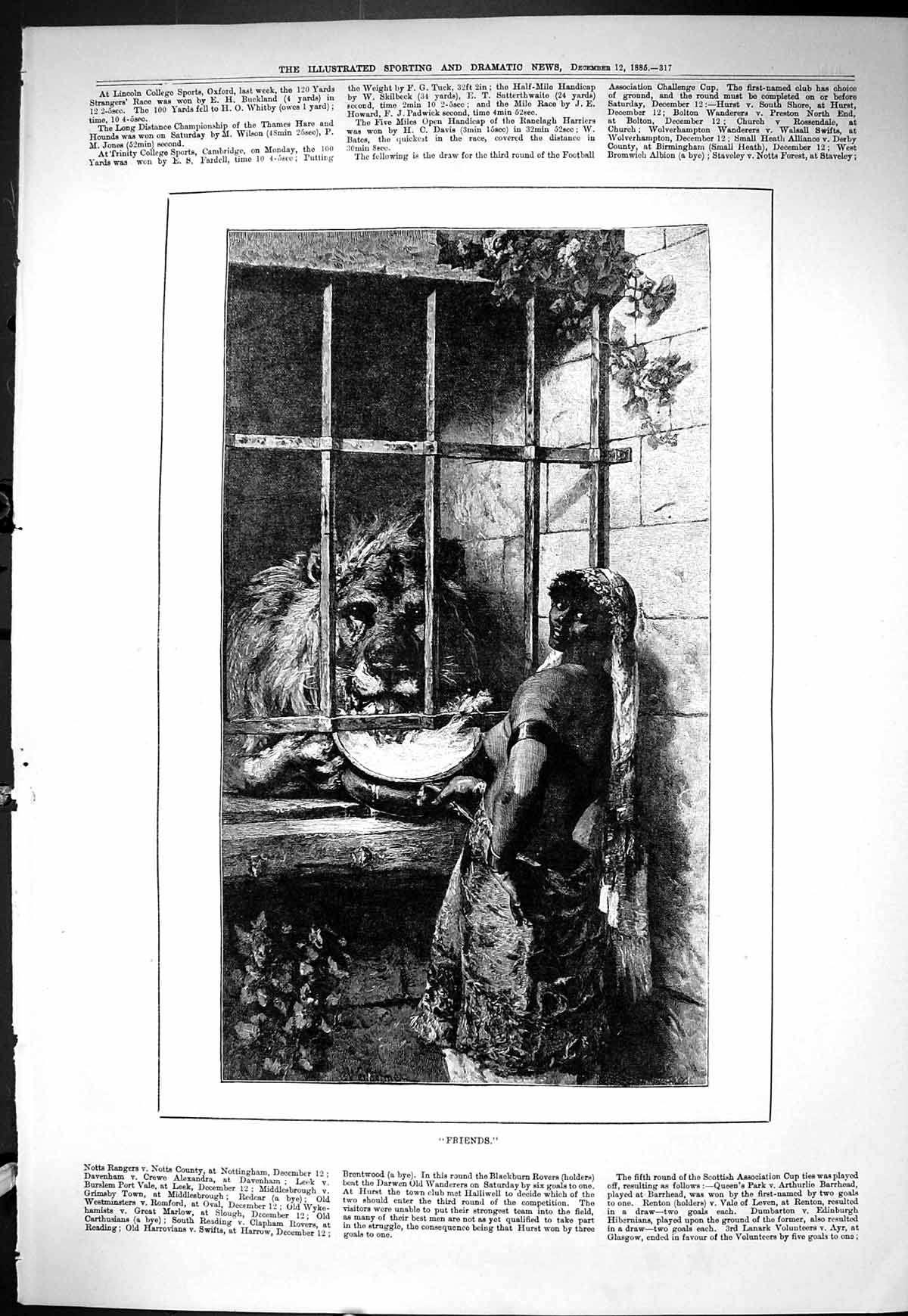 Old Sporting Dramatic News 1885 Friends Native Lady Feeding Wild Anim Victorian