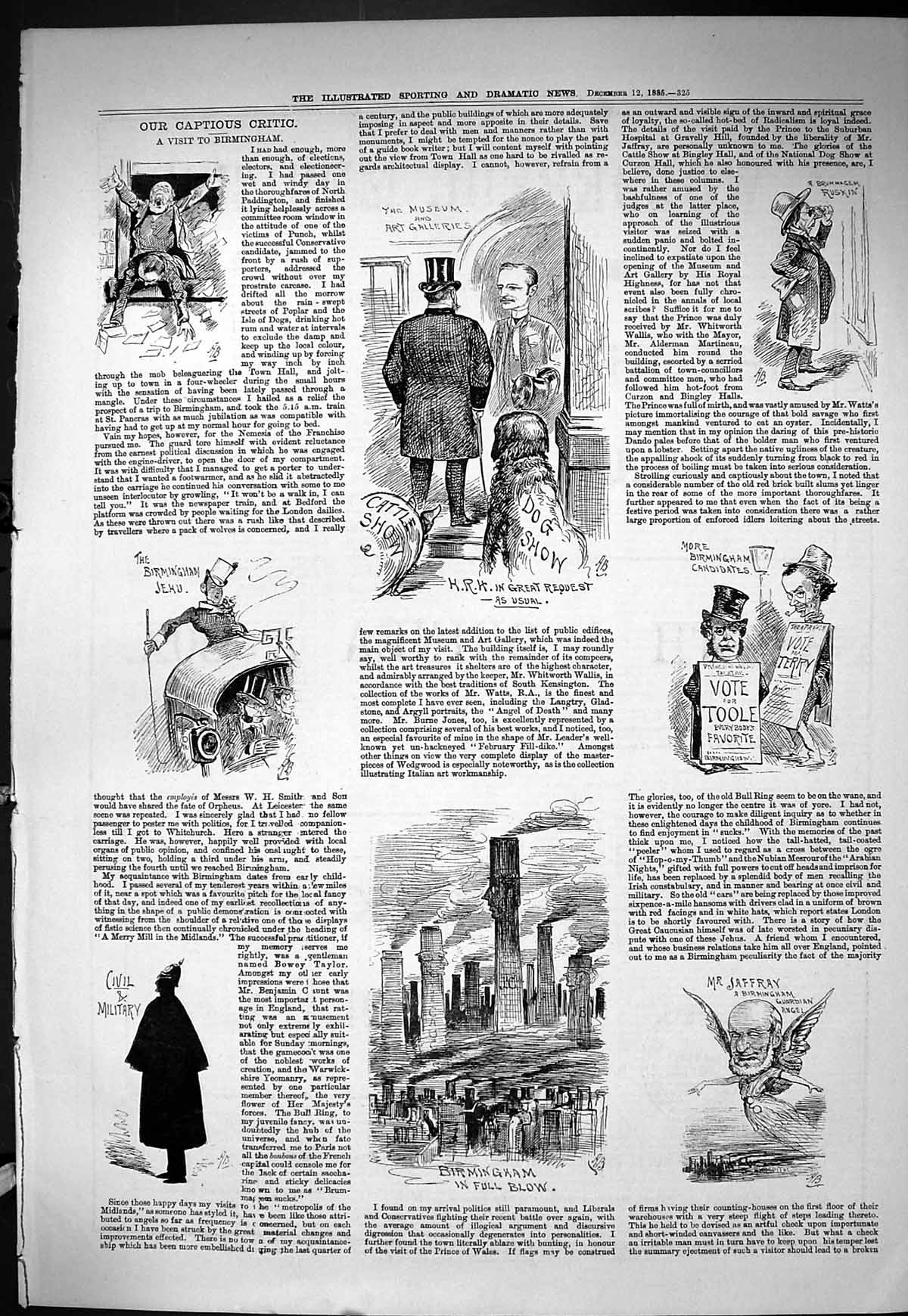 Old Sporting Dramatic News 1885 Captious Critic Birmingham Jaffray To Victorian