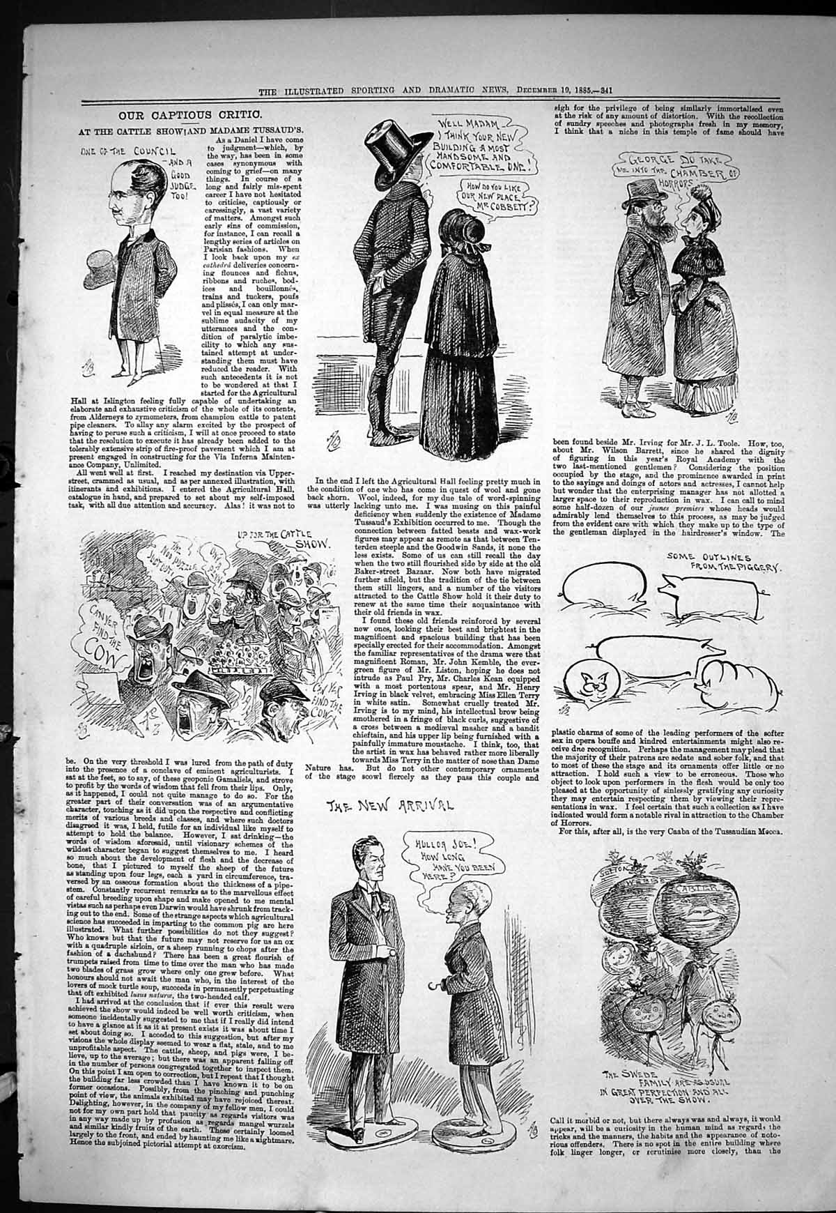 Old Sporting Dramatic News 1885 Captious Critic Cattle Show Madame Tu Victorian