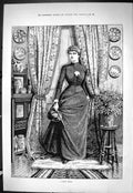 Antique Print Sporting Dramatic News 1885 Portrait Fair Diana Hunting Lady 19th