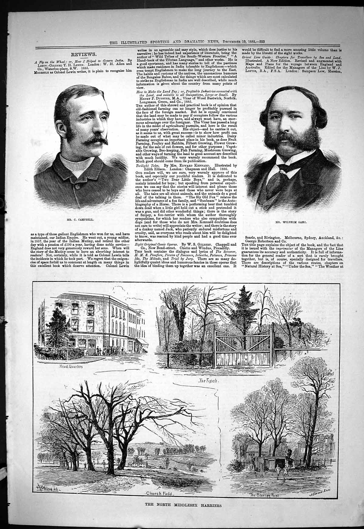 Old Sporting Dramatic News 1885 Campbell Wilhelm Ganz Middlesex Harri Victorian