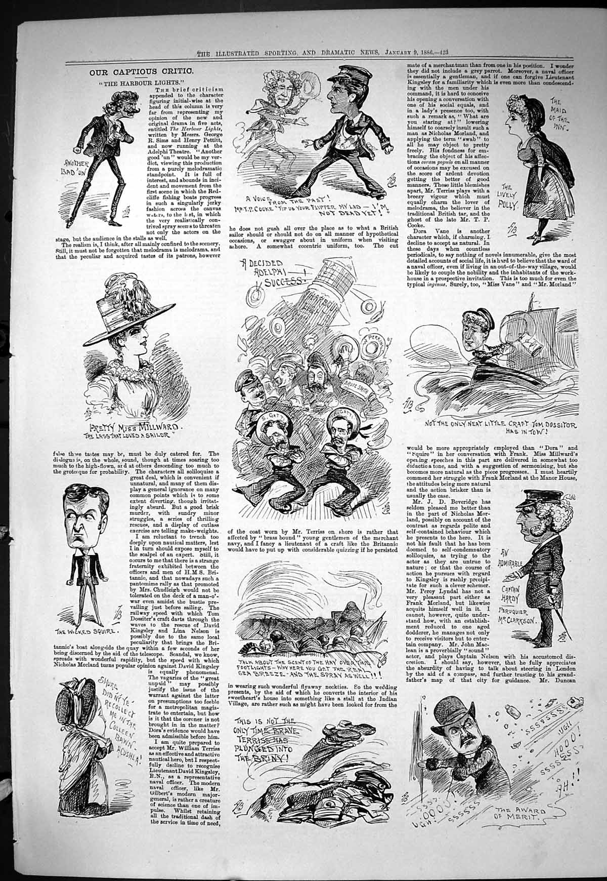 Old Sporting Dramatic News 1886 Captious Critic Millward Harbour Ligh Victorian