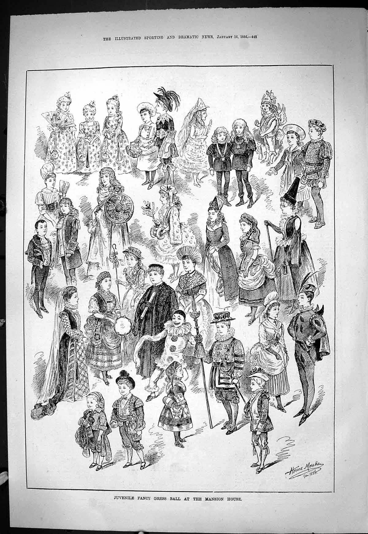Old Sporting Dramatic News 1886 Children Fancy Dress Ball Mansion Hou Victorian