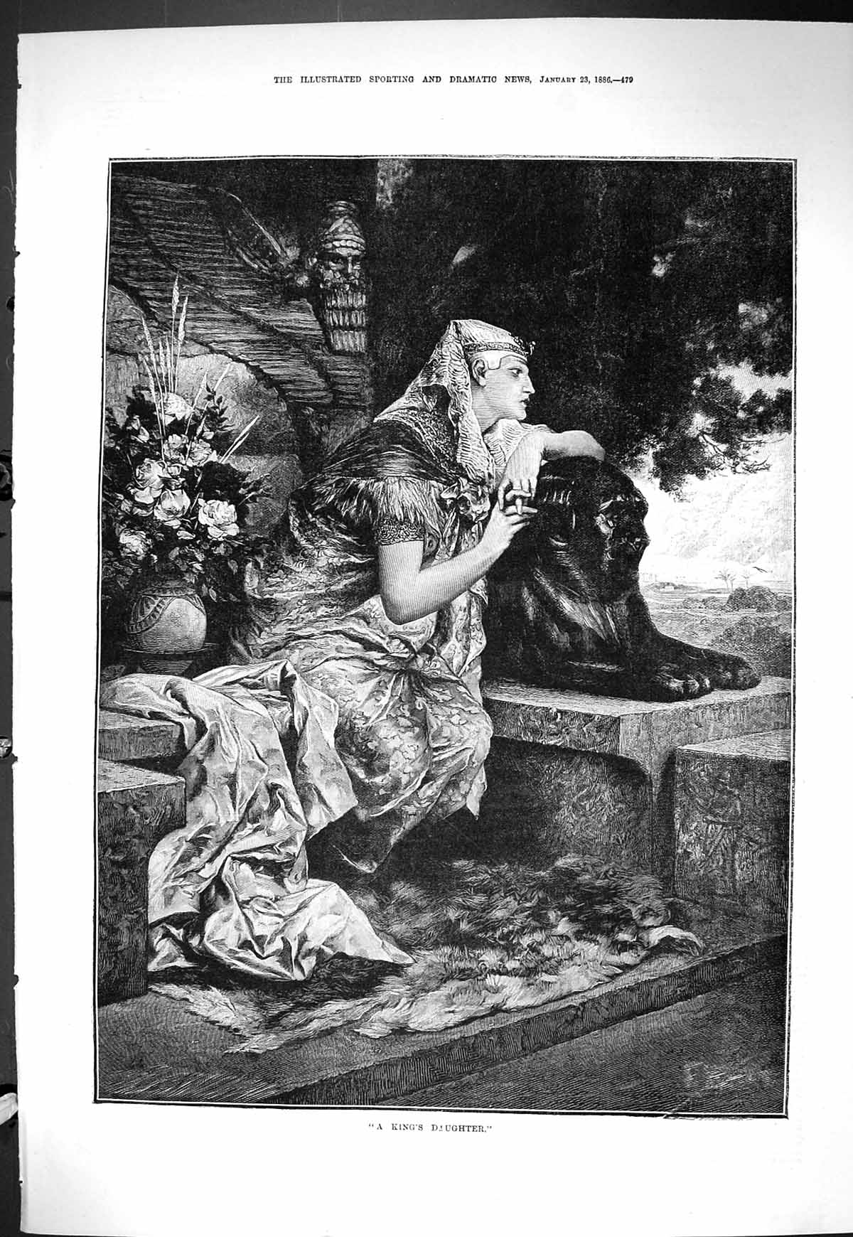 Old Print Sporting Dramatic News 1886 King'S Daughter Sculpture Fine Art 19th