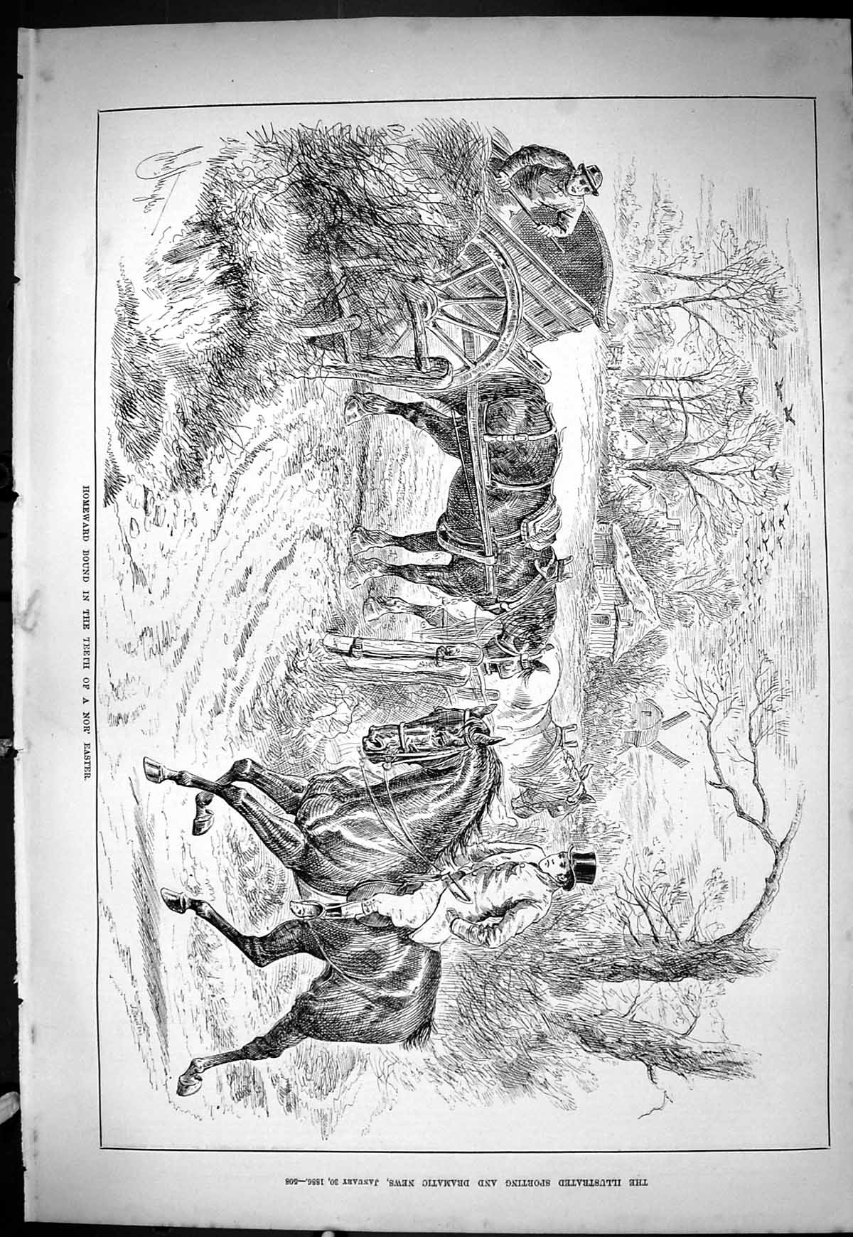 Old Sporting Dramatic News 1886 Homeward Bound Teeth Nor' Easter Man Victorian
