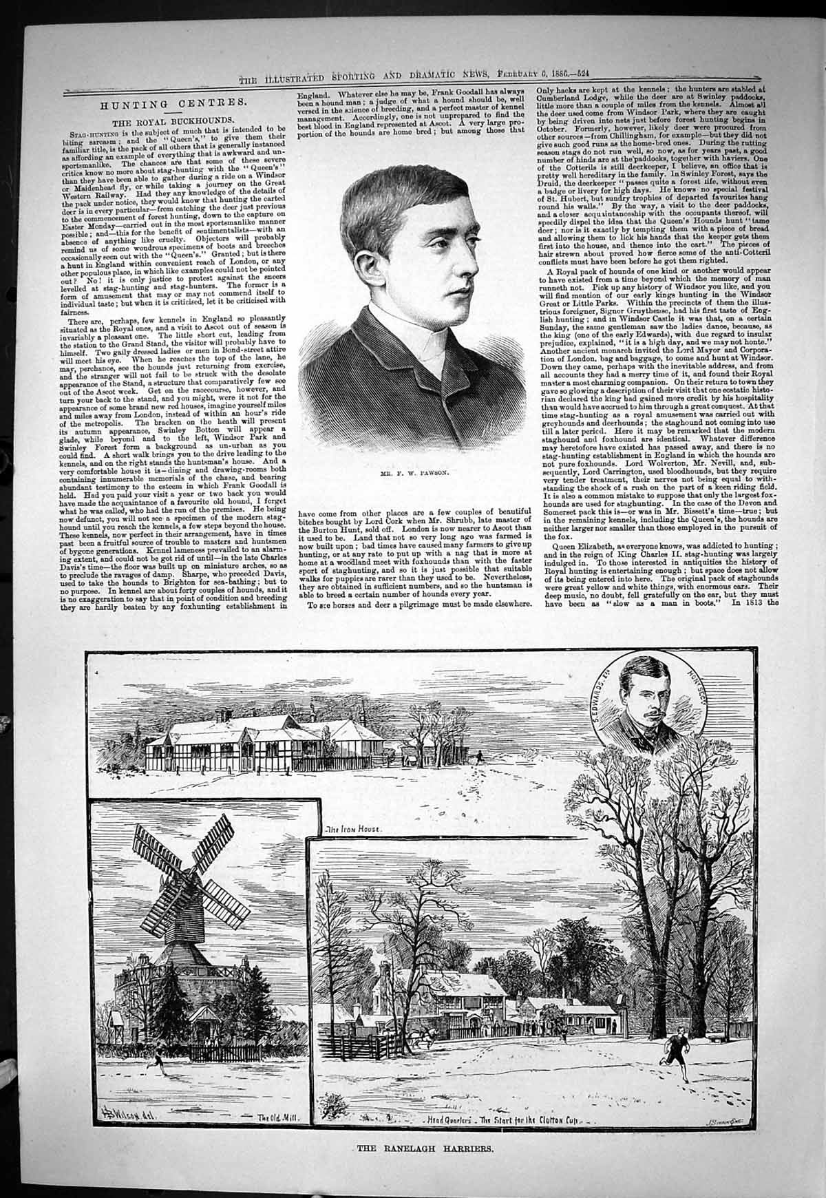 Antique Print Sporting Dramatic News 1886 Pawson Ranelagh Harriers Edwards 19th