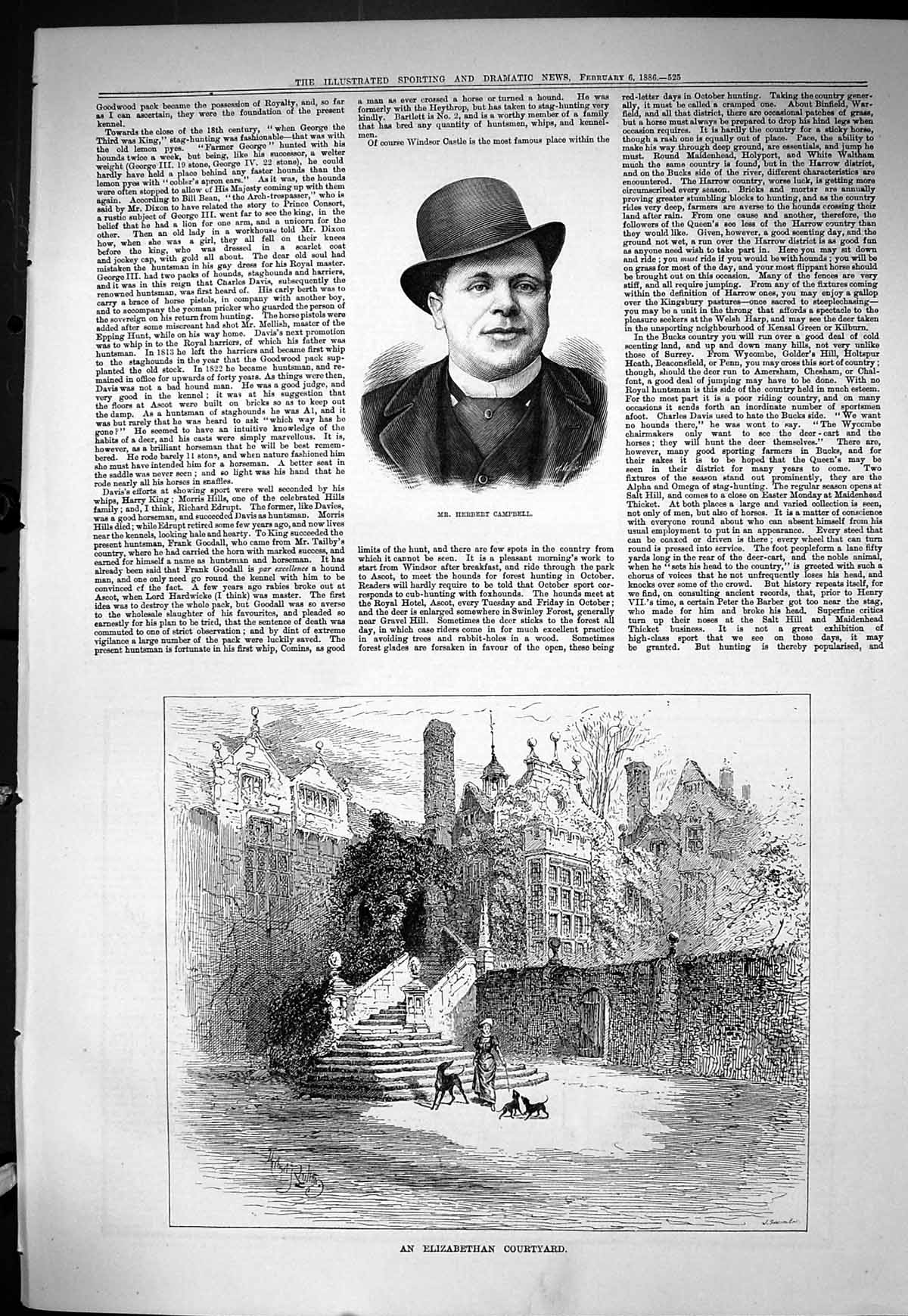Old Sporting Dramatic News 1886 Herbert Campbell Elizabethan Courtyar Victorian