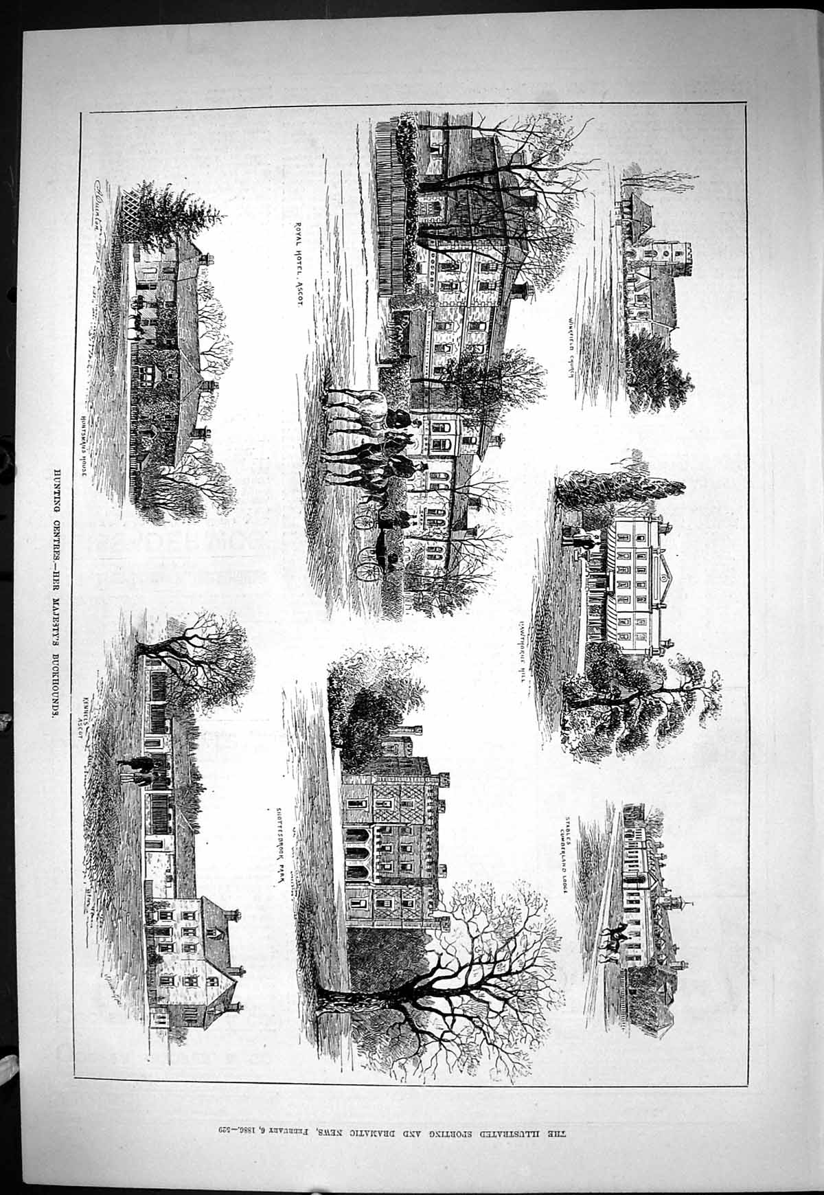 Old Sporting Dramatic News 1886 Hunting Hotel Ascot Kennels Cumberlan Victorian