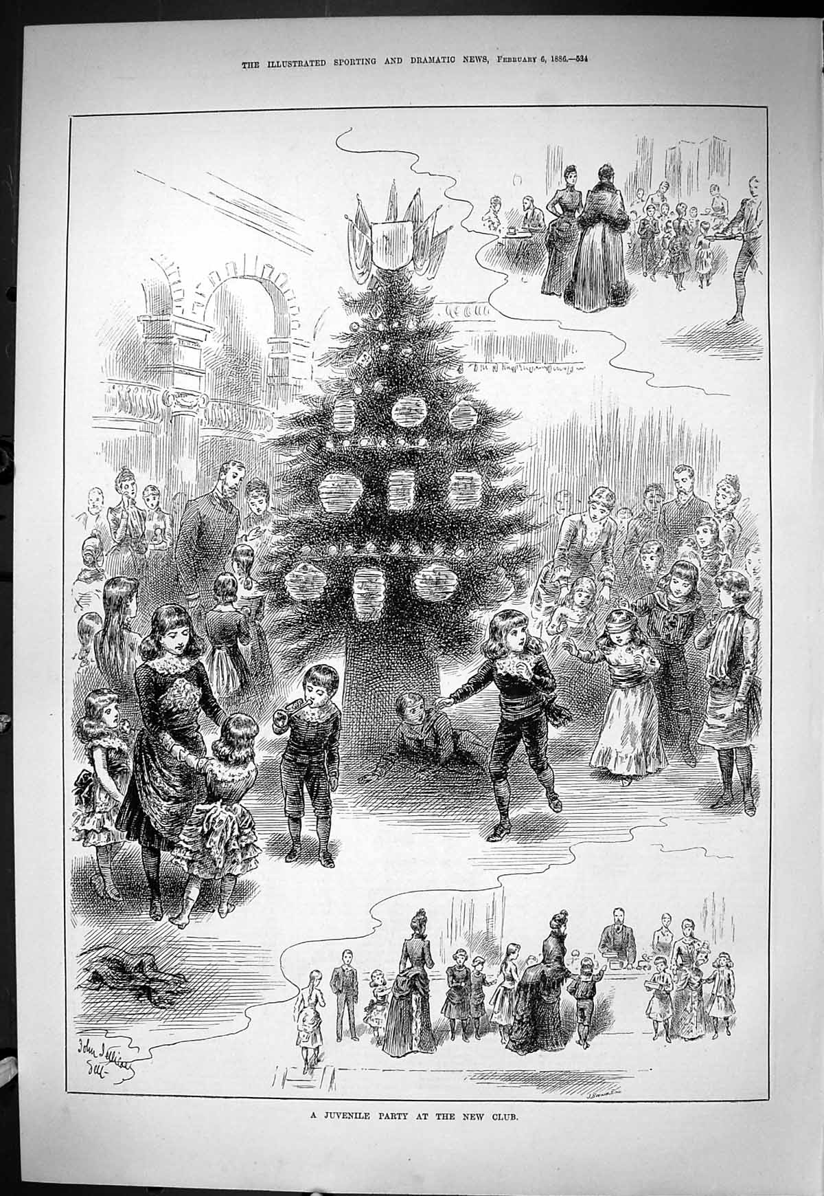 Old Sporting Dramatic News 1886 Children Christmas Party New Club Juv Victorian
