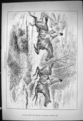 Old Sporting Dramatic News 1886 Hunting Horses Jumping Ditch Sport Hu Victorian