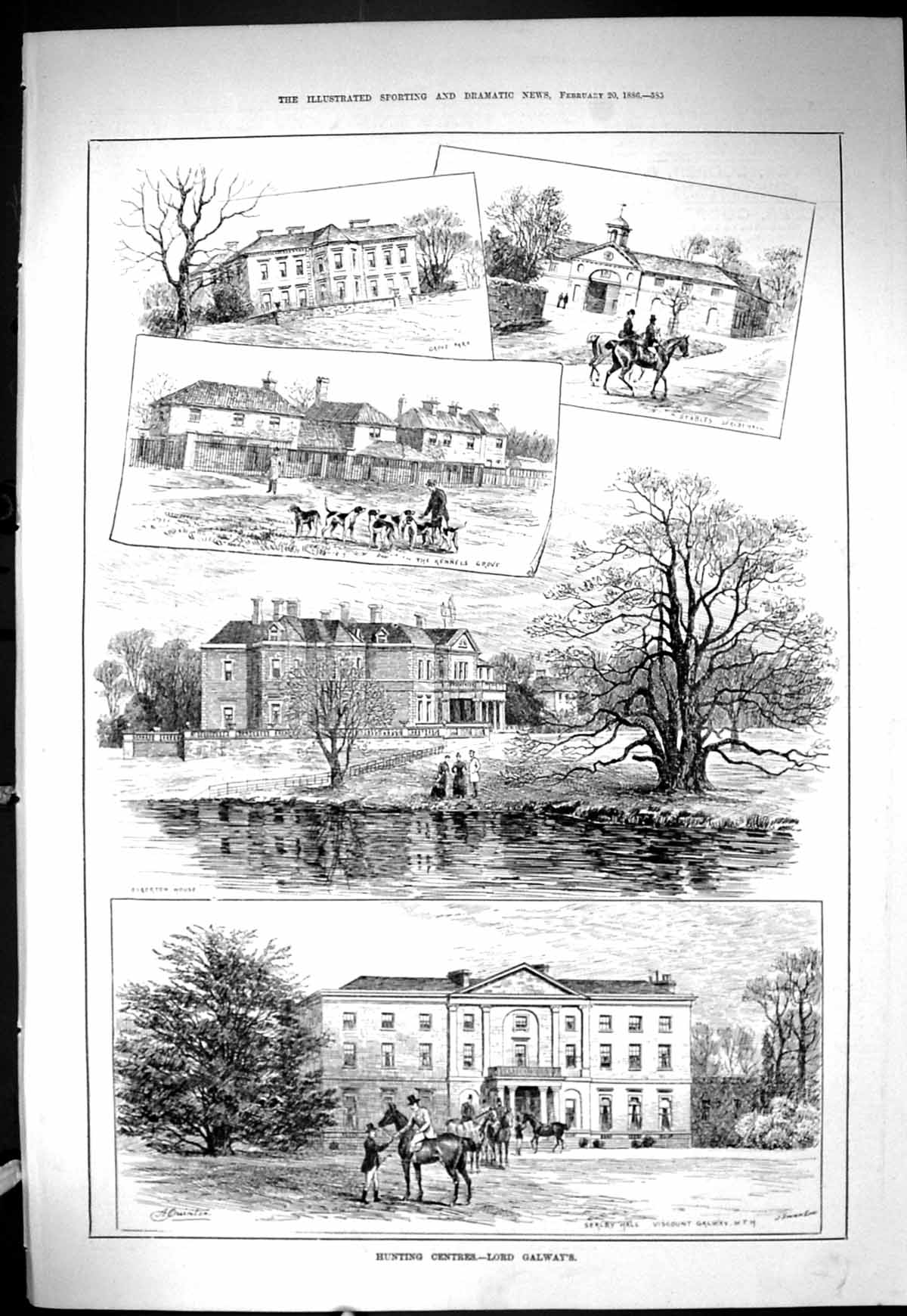 Old Sporting Dramatic News 1886 Hunting Lord Galway Osberton Grove Pa Victorian