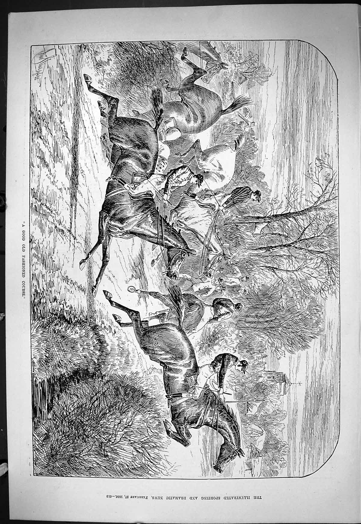 Old Sporting Dramatic News 1886 Jockeys Horse Racing Jumping Hedges S Victorian