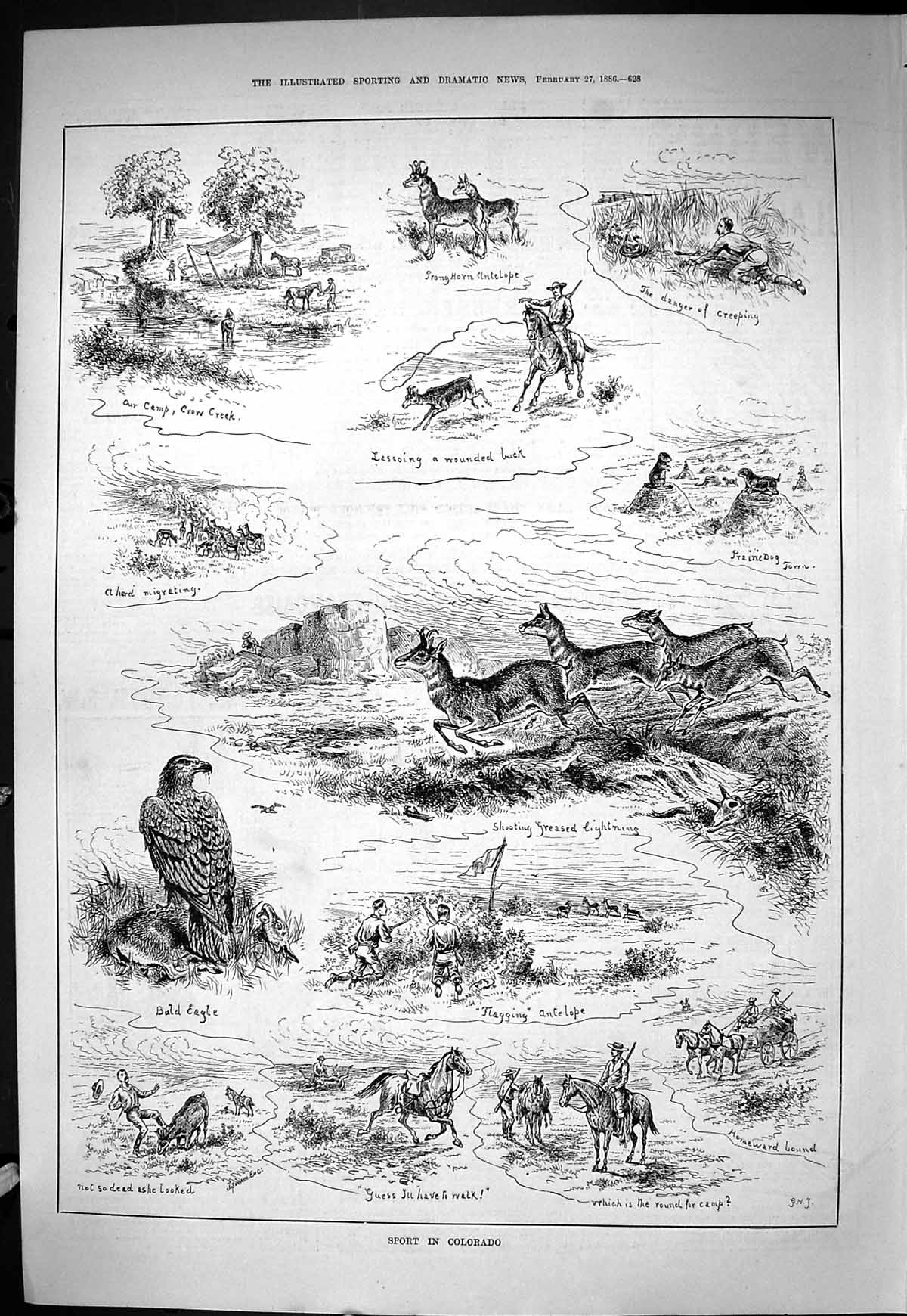 Old Sporting Dramatic News 1886 Sport Colorado Bald Eagle Crow Creek Victorian