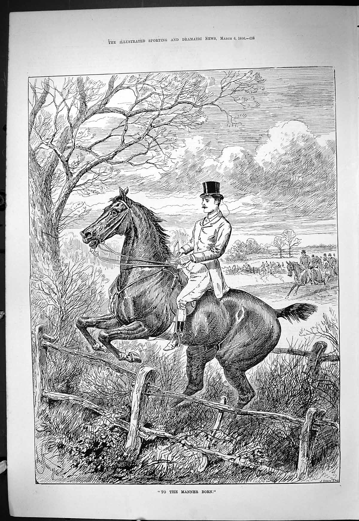 Old Sporting Dramatic News 1886 Manner Born Huntsman Horse Jumping Fe Victorian