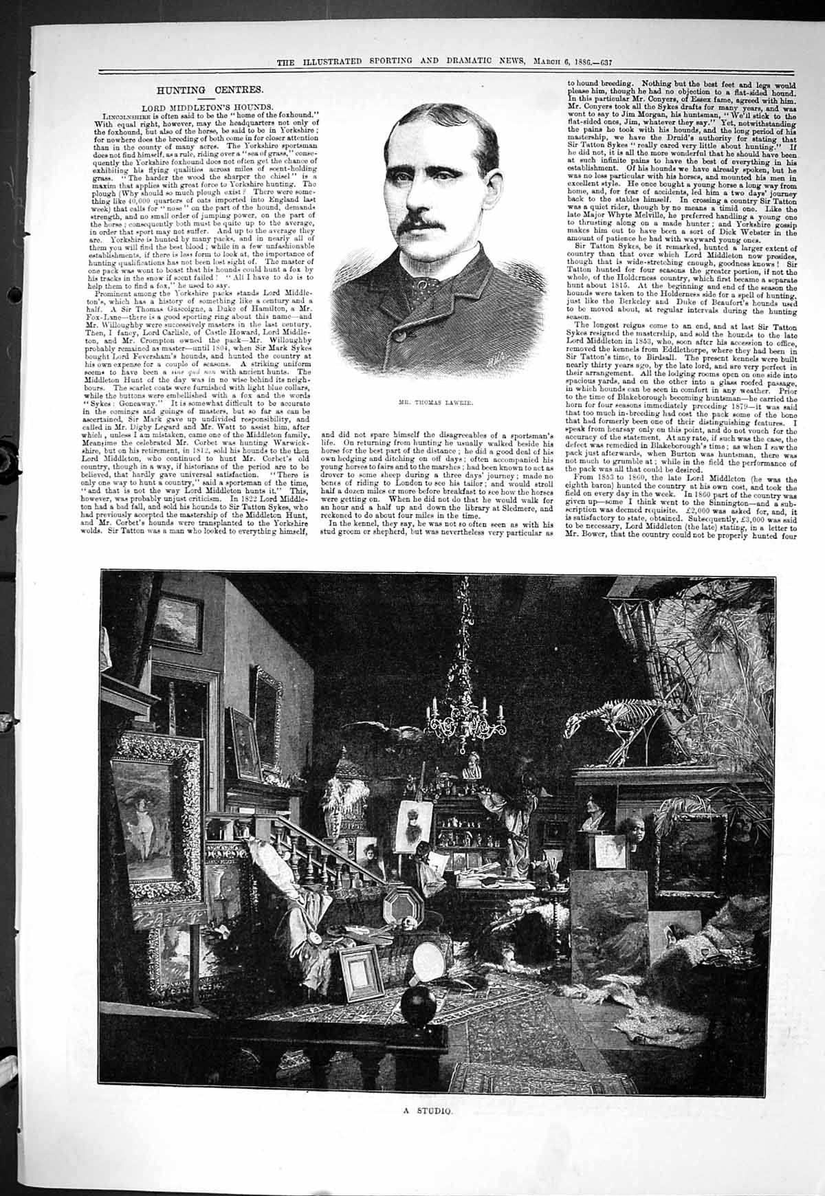 Old Print Sporting Dramatic News 1886 Thomas Lawrie Studion Art Paintings 19th