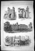 Old Sporting Dramatic News 1886 Eastwell Park Ashford Kent Church Man Victorian