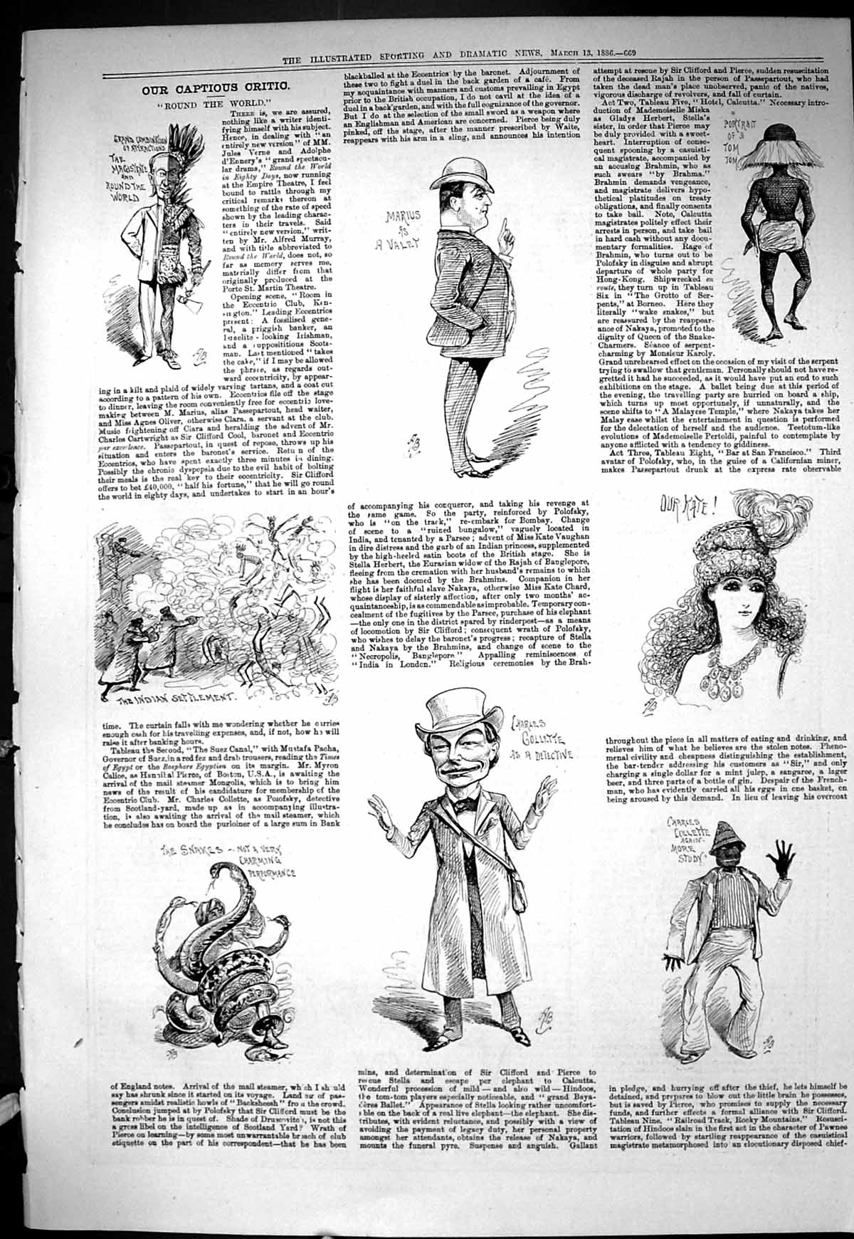 Old Sporting Dramatic News 1886 Captious Critic Round World Gollette Victorian