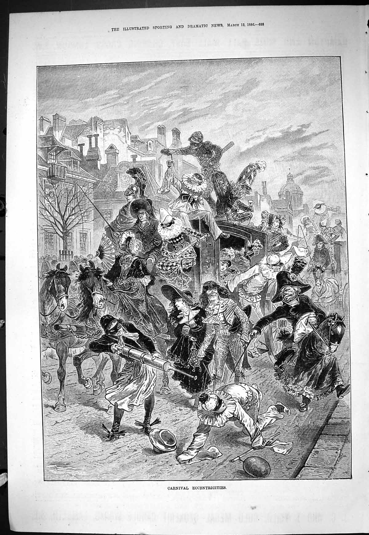 Old Sporting Dramatic News 1886 Carnival Eccentricities Costumes Hors Victorian